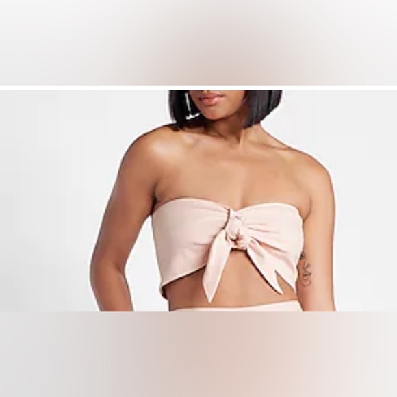 EXPRESS LINEN TIE BANDEAU TOP SZ XL. LIGHT PINK NWT RETAILS $44 - Picture 5 of 6
